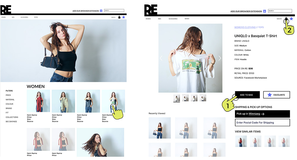 RE website showcasing the women's section.